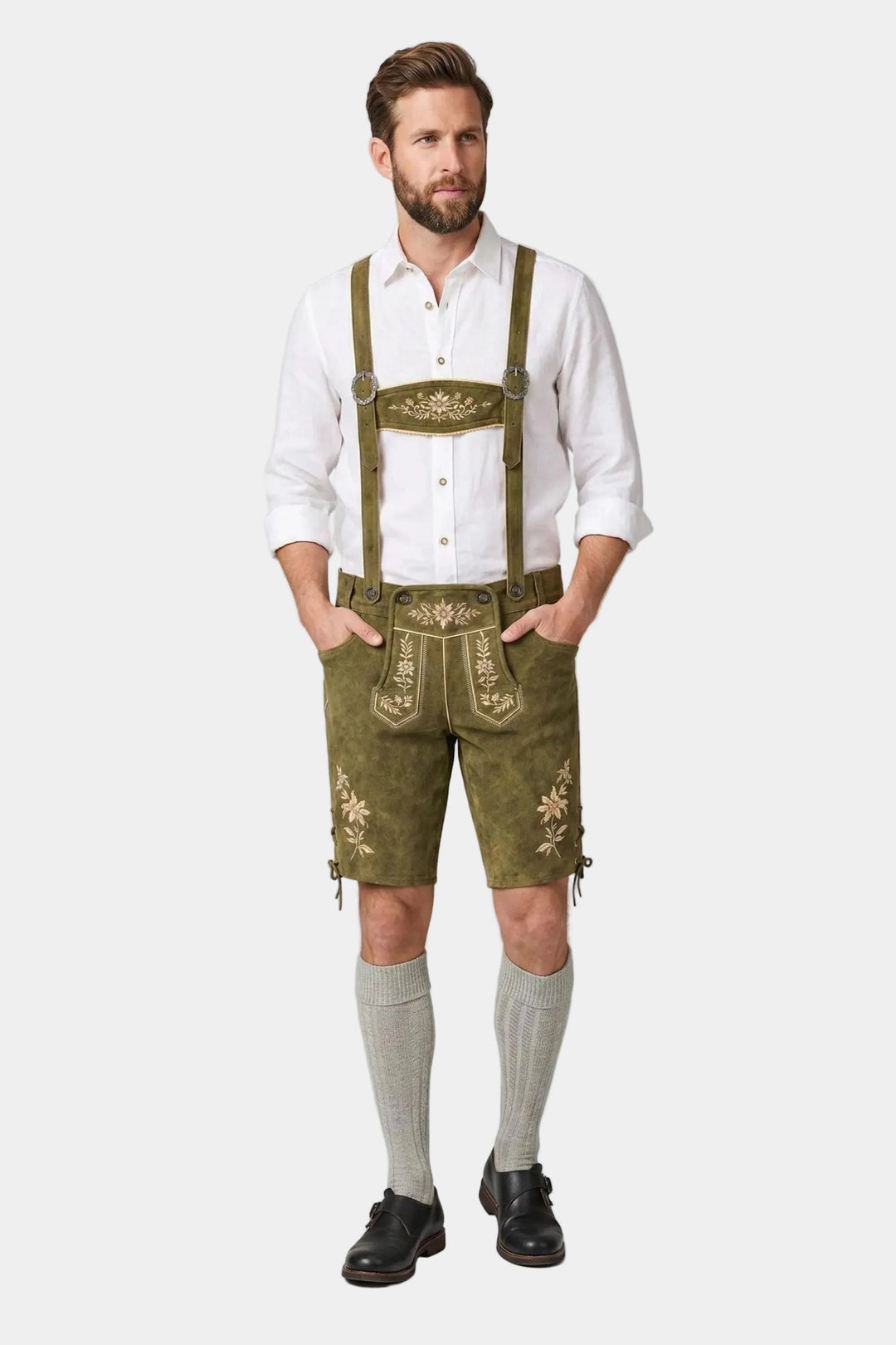 Hegel Lederhosen in Olive Green