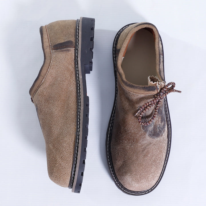 Trachten-Halbschuhe im Vintagestil aus originalem Leder, hellbraun