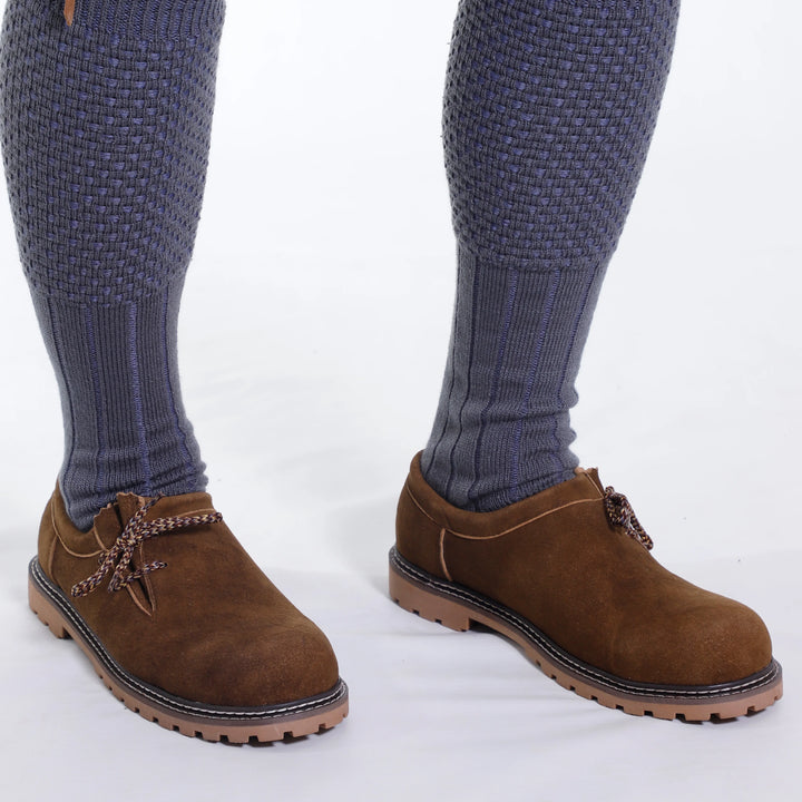 Trendige dunkelbraune Lederhosen-Herrenschuhe