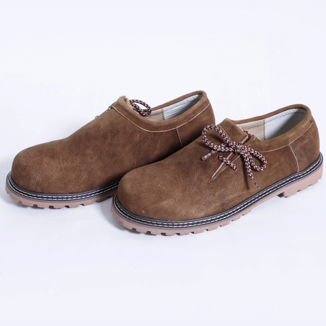 Trendige dunkelbraune Lederhosen-Herrenschuhe