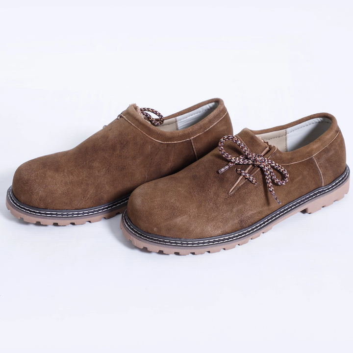 Trendige dunkelbraune Lederhosen-Herrenschuhe