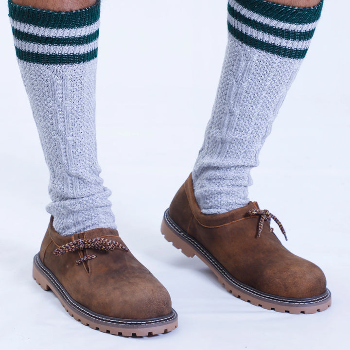 Luxuriöse braune bayerische Schuhe aus Leder mit seitlicher Schnürung